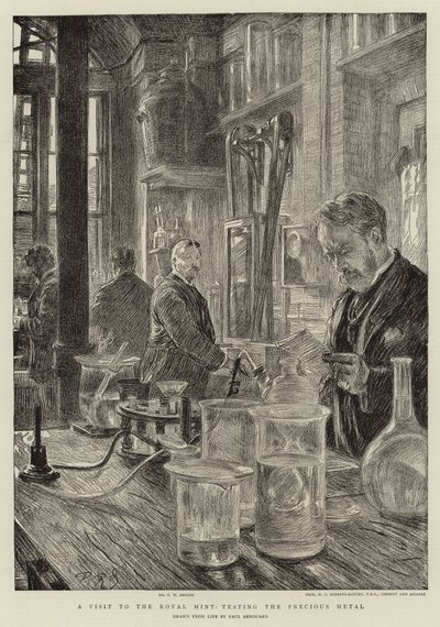 Een Bezoek aan de Koninklijke Munt, het Testen van het Edelmetaal door Charles Paul Renouard
